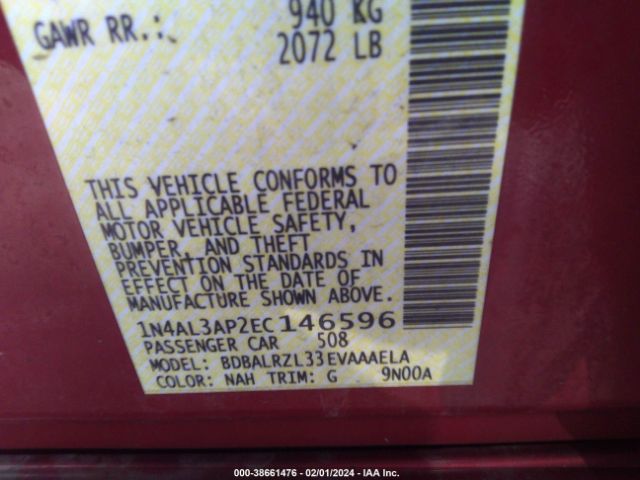 1N4AL3AP2EC146596 Nissan Altima 2.5 S
