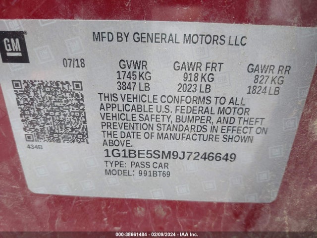 Chevrolet Cruze Lt Auto 2018 1G1BE5SM9J7246649 Image 9