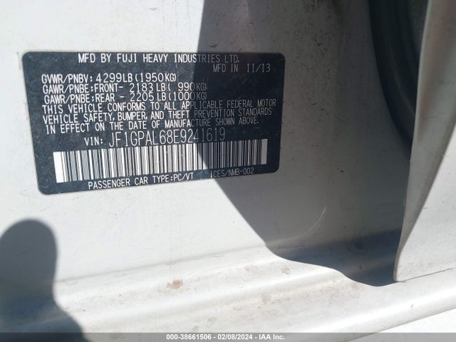 JF1GPAL68E9241619 Subaru Impreza 2.0i Sport Premium