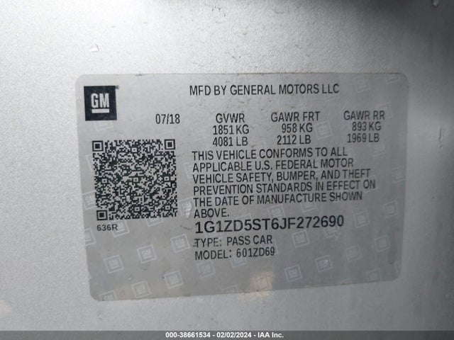 Chevrolet MALIBU LT 2018 1G1ZD5ST6JF272690 Image 9