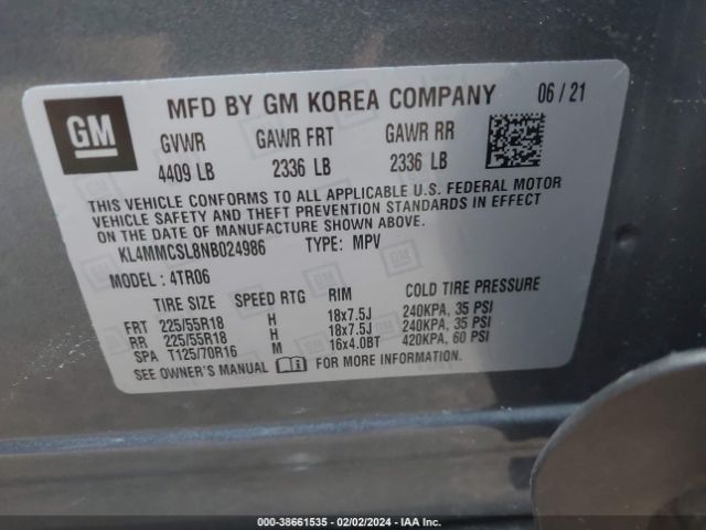 KL4MMCSL8NB024986 Buick Encore Gx Awd Preferred