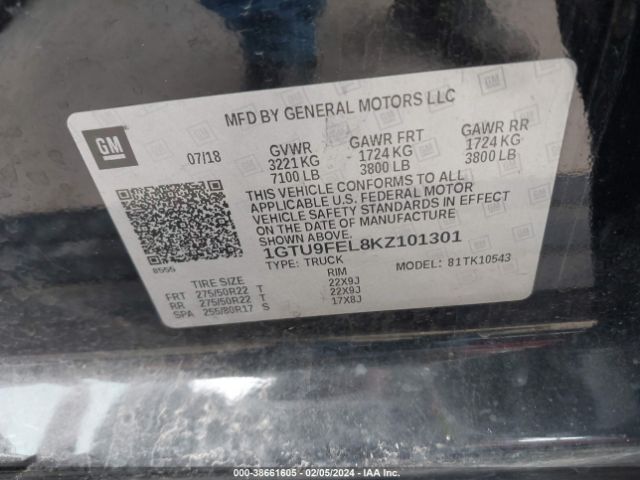 1GTU9FEL8KZ101301 GMC Sierra 1500 Denali