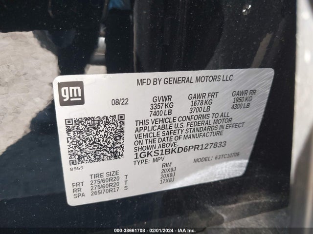 GMC Yukon 2wd Slt 2023 1GKS1BKD6PR127833 Image 9