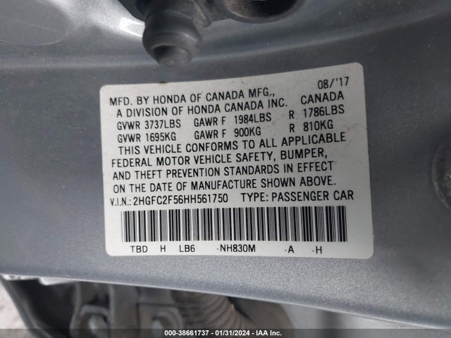 Honda Civic Lx 2017 2HGFC2F56HH561750 Image 9