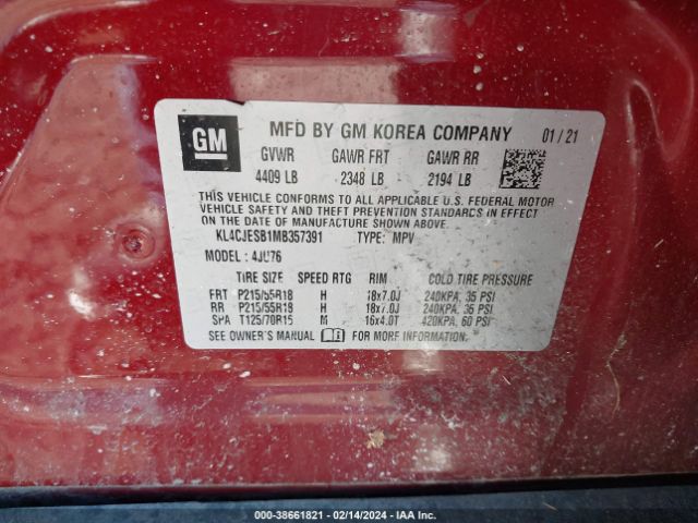 KL4CJESB1MB357391 Buick Encore Awd Preferred