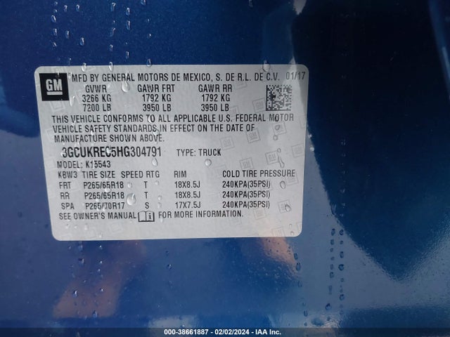 Chevrolet Silverado 1500 2lt 2017 3GCUKREC5HG304791 Image 9