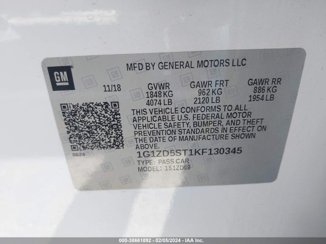 Chevrolet MALIBU LT 2019 1G1ZD5ST1KF130345 Image 9
