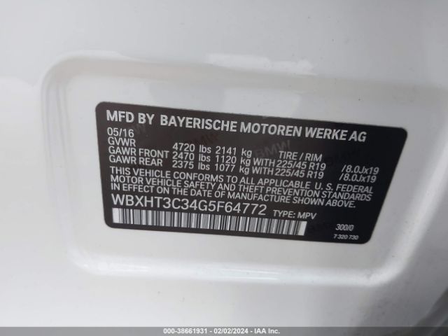 WBXHT3C34G5F64772 BMW X1 Xdrive28i