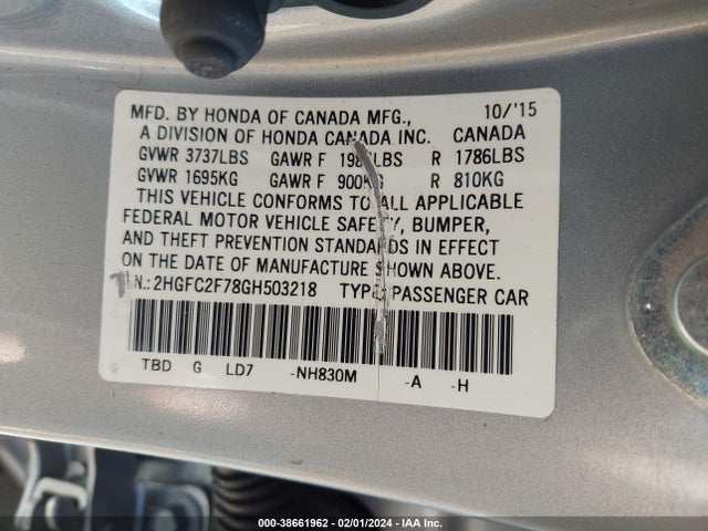 Honda CIVIC EX 2016 2HGFC2F78GH503218 Image 9