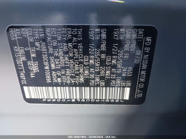 JN8BT3DC8PW100896 Nissan Rogue Platinum Fwd