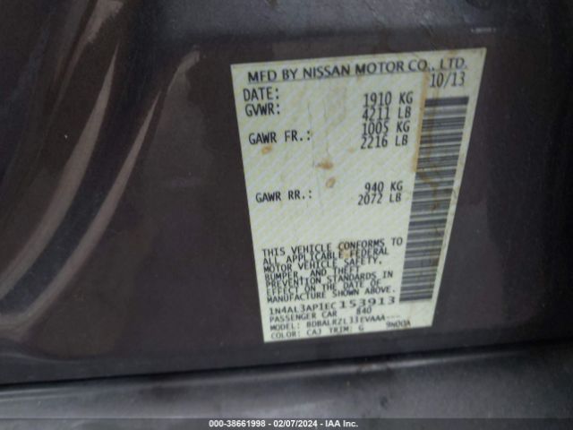 1N4AL3AP1EC153913 Nissan Altima 2.5 S