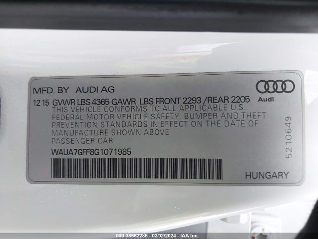 Audi A3 1.8t Premium 2016 WAUA7GFF8G1071985 Image 9