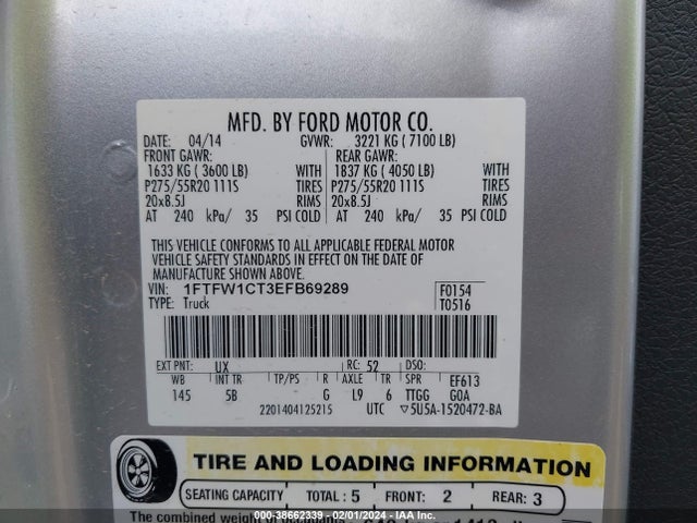 Ford F-150 FX2 2014 1FTFW1CT3EFB69289 Image 9