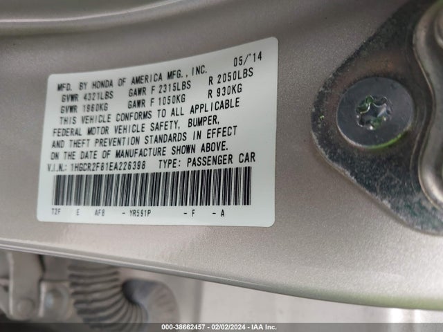 Honda Accord Ex-l 2014 1HGCR2F81EA226398 Image 9