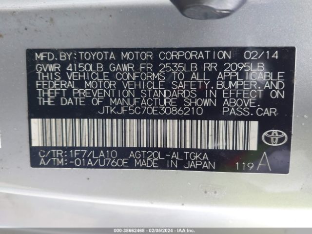 JTKJF5C70E3086210 Scion Tc Monogram