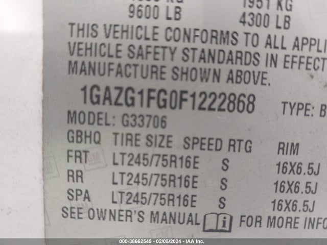 Chevrolet Express 3500 Lt 2015 1GAZG1FG0F1222868 Image 9