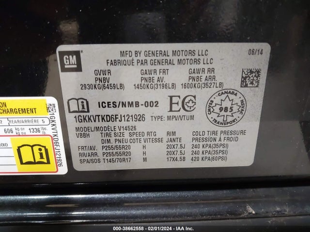 GMC Acadia Denali 2015 1GKKVTKD6FJ121926 Image 9