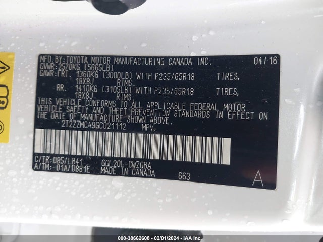 Lexus RX 350 2016 2T2ZZMCA9GC021112 Image 9