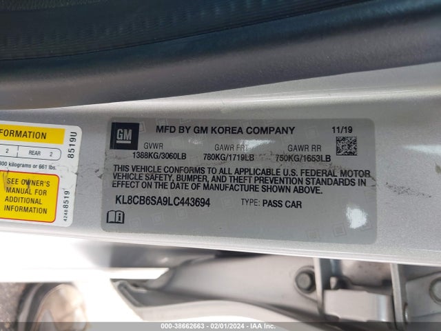Chevrolet Spark Fwd Ls Automatic 2020 KL8CB6SA9LC443694 Image 9