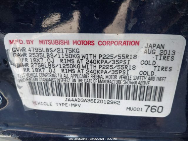 JA4AD3A36EZ012962 Mitsubishi Outlander Se