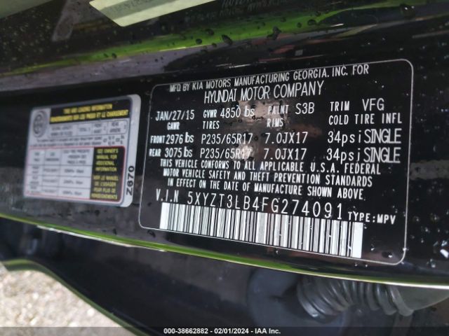 5XYZT3LB4FG274091 Hyundai Santa Fe Sport 2.4l