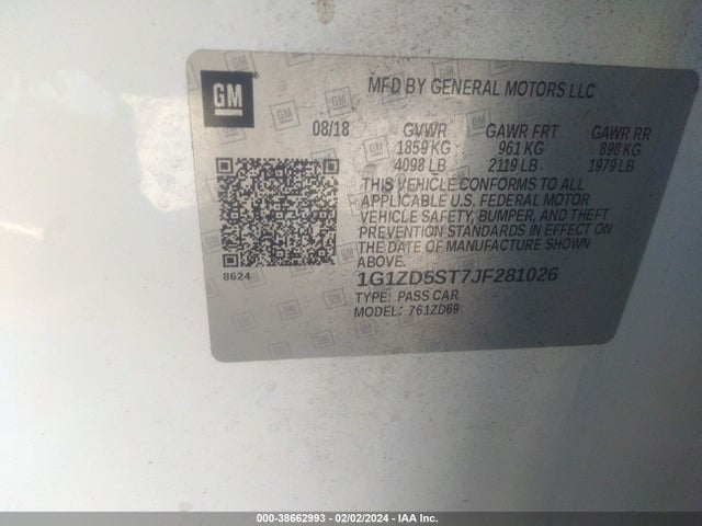 Chevrolet MALIBU LT 2018 1G1ZD5ST7JF281026 Image 9