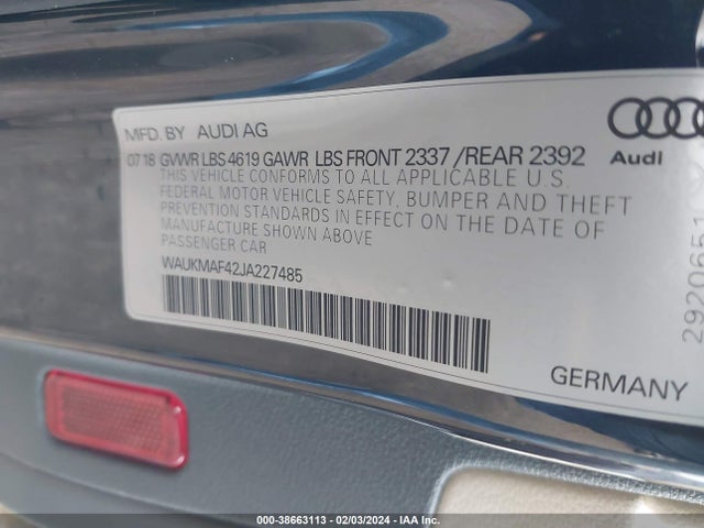 WAUKMAF42JA227485 Audi A4 2.0t Tech Ultra Premium/2.0t Ultra Premium