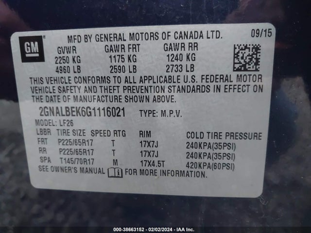 Chevrolet EQUINOX LS 2016 2GNALBEK6G1116021 Image 9