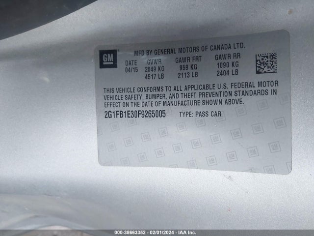 Chevrolet Camaro 2ls 2015 2G1FB1E30F9265005 Image 9