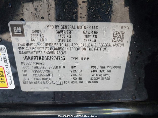 GMC Acadia Denali 2014 1GKKRTKD6EJ274745 Image 9