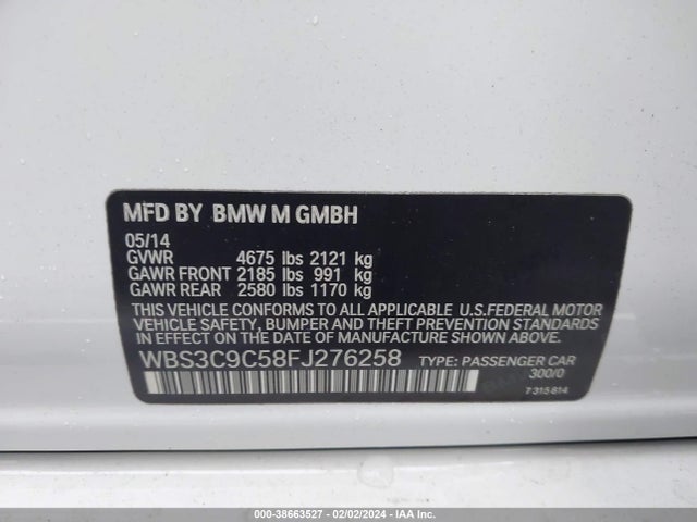 BMW M3 2015 WBS3C9C58FJ276258 Image 9