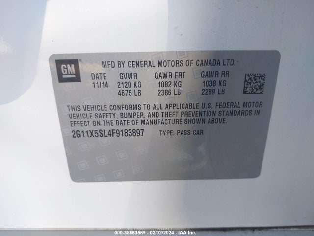 Chevrolet Impala 1fl 2015 2G11X5SL4F9183897 Image 9
