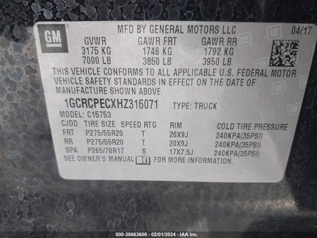 Chevrolet Silverado 1500 Custom 2017 1GCRCPECXHZ316071 Image 9