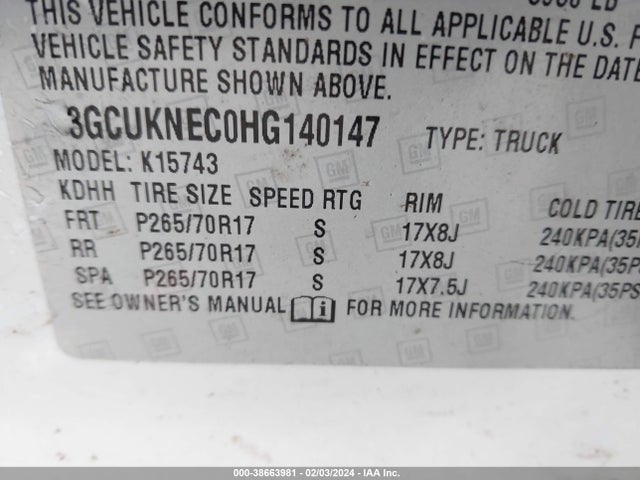 Chevrolet Silverado 1500 Wt 2017 3GCUKNEC0HG140147 Image 9