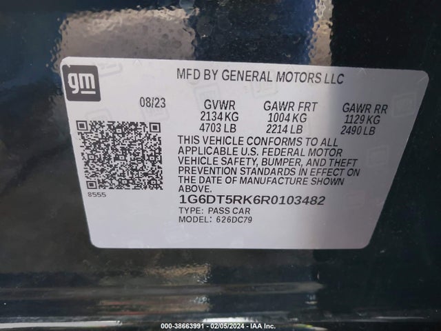 2024 CADILLAC CT5 PREMIUM LUXURY VIN: 1G6DT5RK6R0103482