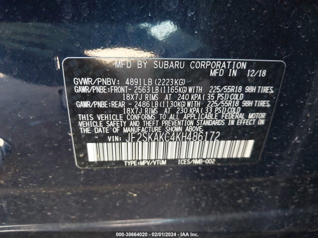 Subaru Forester Sport 2019 JF2SKAKC4KH486172 Image 9