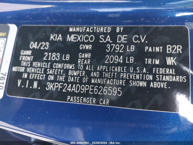 KIA Forte Lxs 2023 3KPF24AD9PE626595 Image 9