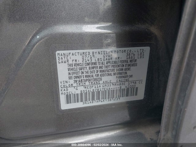 Nissan SENTRA S 2019 3N1AB7AP6KY389239 Image 9