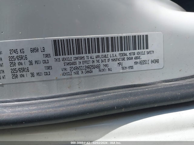 2010 DODGE GRAND CARAVAN SXT VIN: 2D4RN5D12AR256482