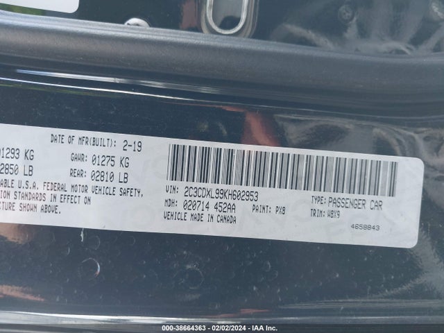 Dodge Charger Srt Hellcat Rwd 2019 2C3CDXL99KH602953 Image 9