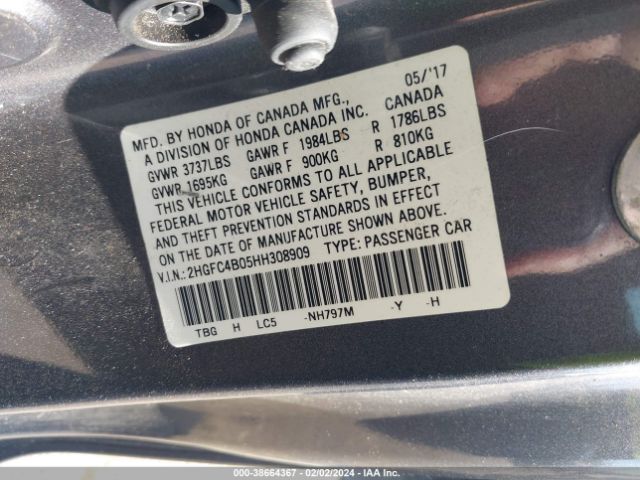 2HGFC4B05HH308909 Honda Civic Lx-p