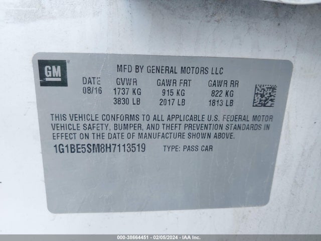 Chevrolet Cruze Lt Auto 2017 1G1BE5SM8H7113519 Image 9