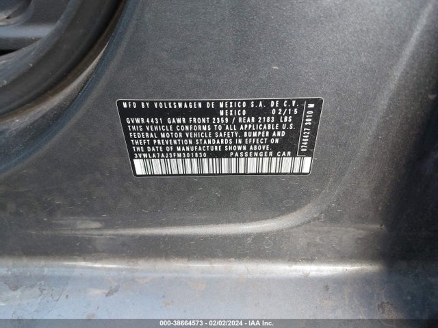 3VWLA7AJ3FM301830 Volkswagen Jetta 2.0l Tdi Se