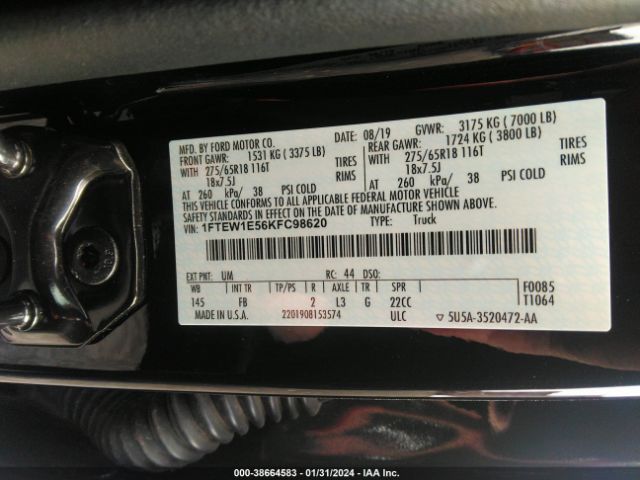 1FTEW1E56KFC98620 Ford F150 Supercrew