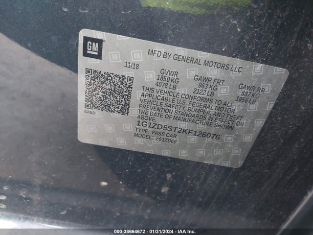 Chevrolet MALIBU LT 2019 1G1ZD5ST2KF126076 Image 9