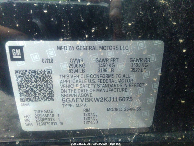 5GAEVBKW2KJ116075 Buick Enclave Awd Premium