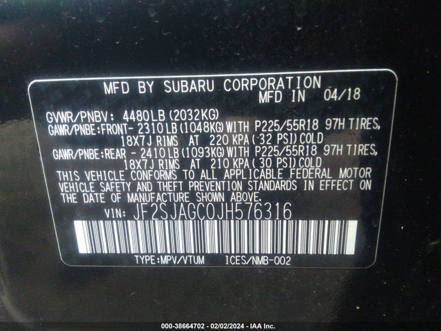 Subaru Forester 2.5i Premium 2018 JF2SJAGC0JH576316 Image 9