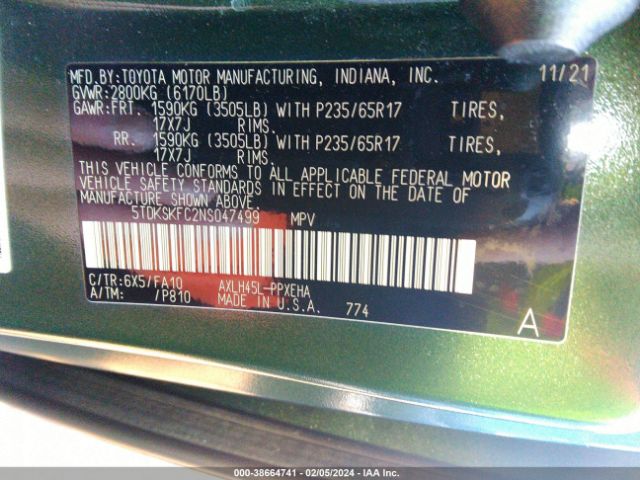 2022 TOYOTA SIENNA 5TDKSKFC2NS047499 Photo 8