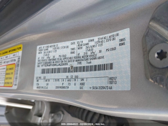 Ford Ranger Xlt 2019 1FTER4FH9KLA22855 Image 9