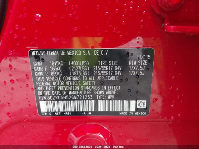 3CZRU5H52GM721253 Honda HR-V EX